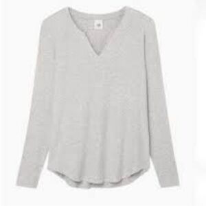 CAbi 4196 Simple Tee Heather Gray Size XS Womens Ribbed Long Sleeve Lounge Cozy